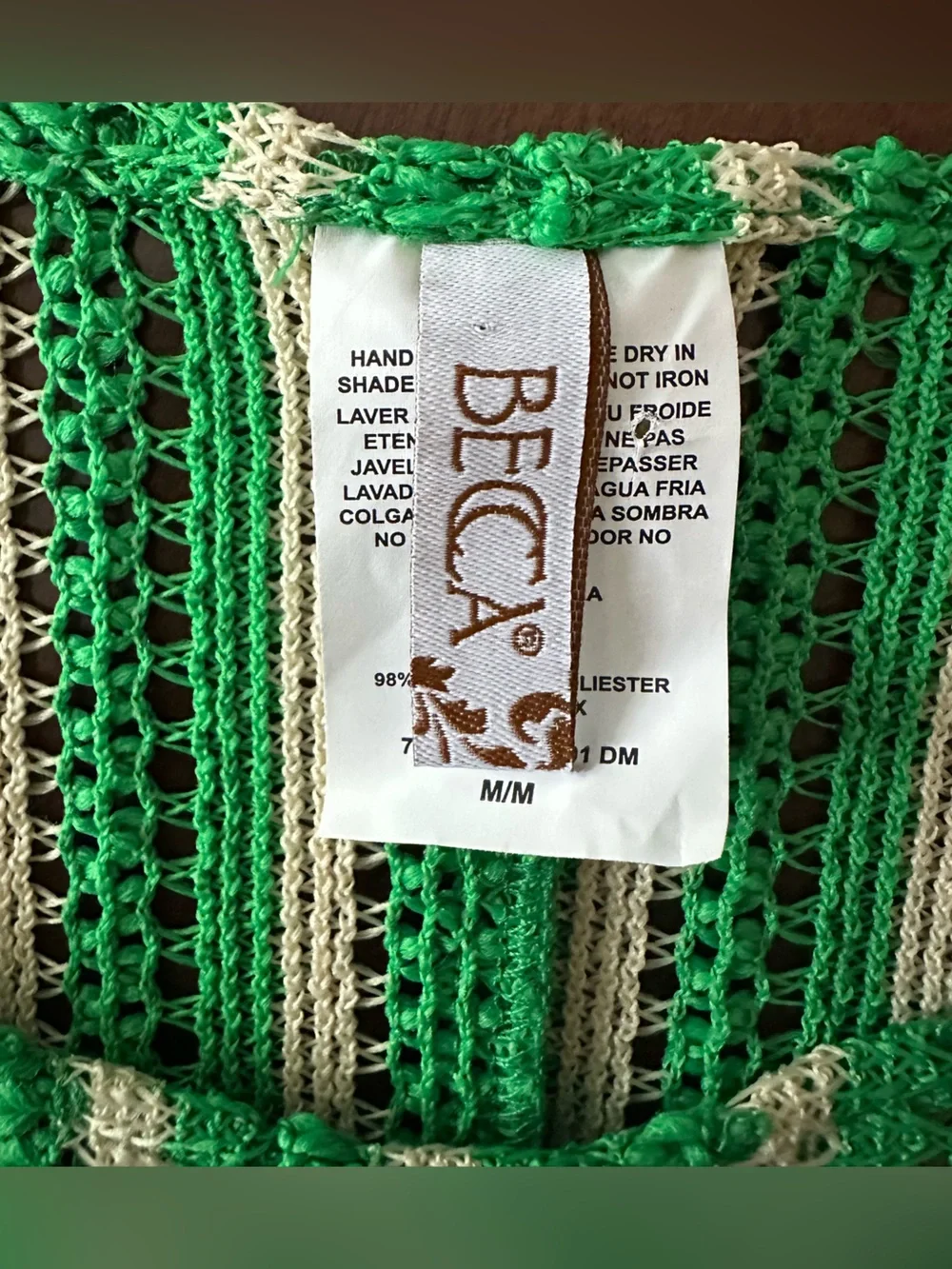 BECCA Cabo Stripe Sheer Crochet Cover-Up Mini Dress